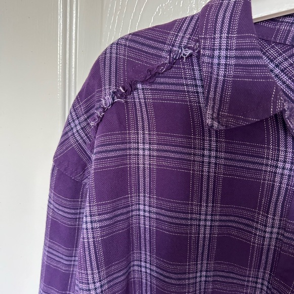 Nobo Cozy Purple Plaid Flannel Shirt with Fringe💜🤠 - Picture 7 of 14